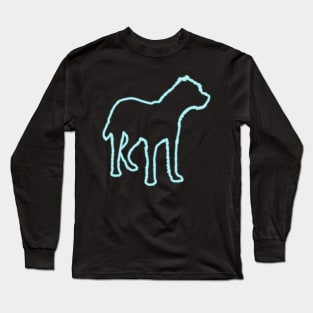 80s Retro Neon Sign Border Terrier Long Sleeve T-Shirt